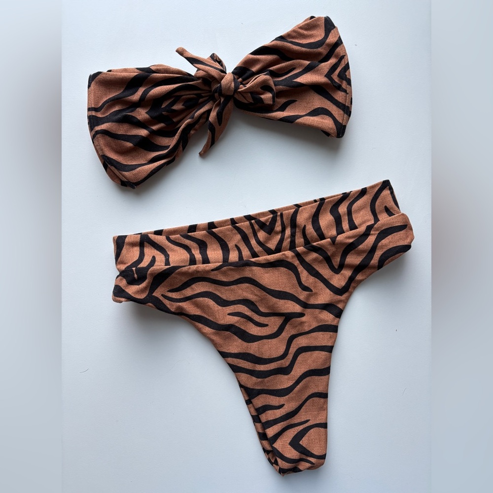 Brown and Black Zebra Print Bikini